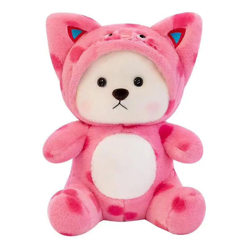 30cm Stitch Transforms Cute Bear Doll Stitch Teddy Bear Plush Toys Strawberry Bear Valentine's Day Gift for Girls