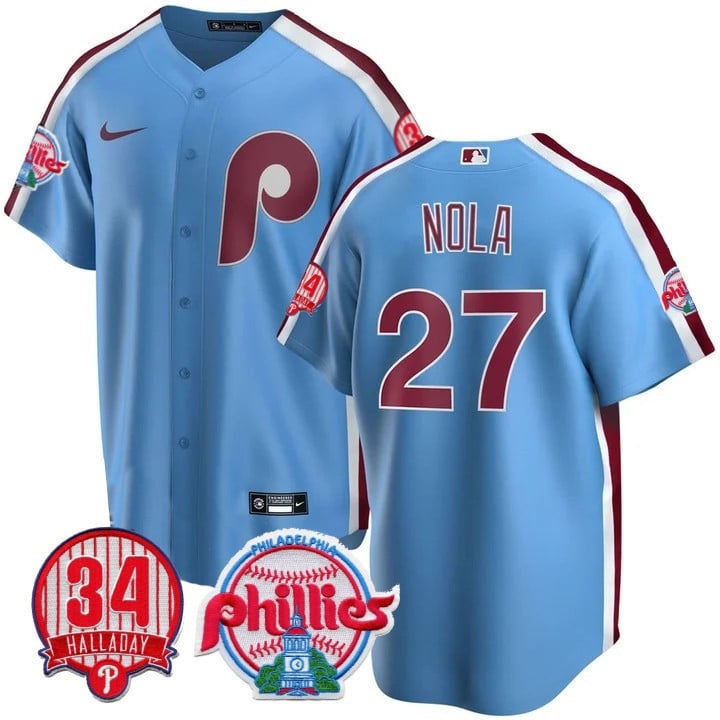 Men's Philadelphia Phillies Cool Base Jersey - Roy Halladay Patch #34