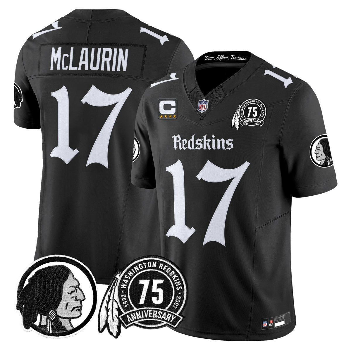 Men's Washington Redskins 'Gothic Capital Edition' Vapor Limited Jersey - All Stitched