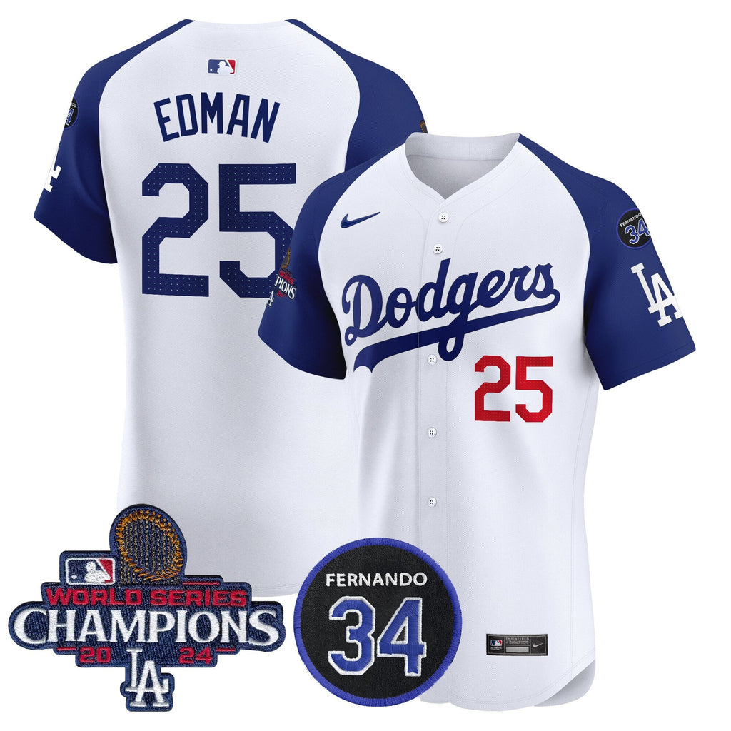 Men's Dodgers 2024 World Series Champions Patch Vapor Premier Elite Jersey V2 - All Stitched