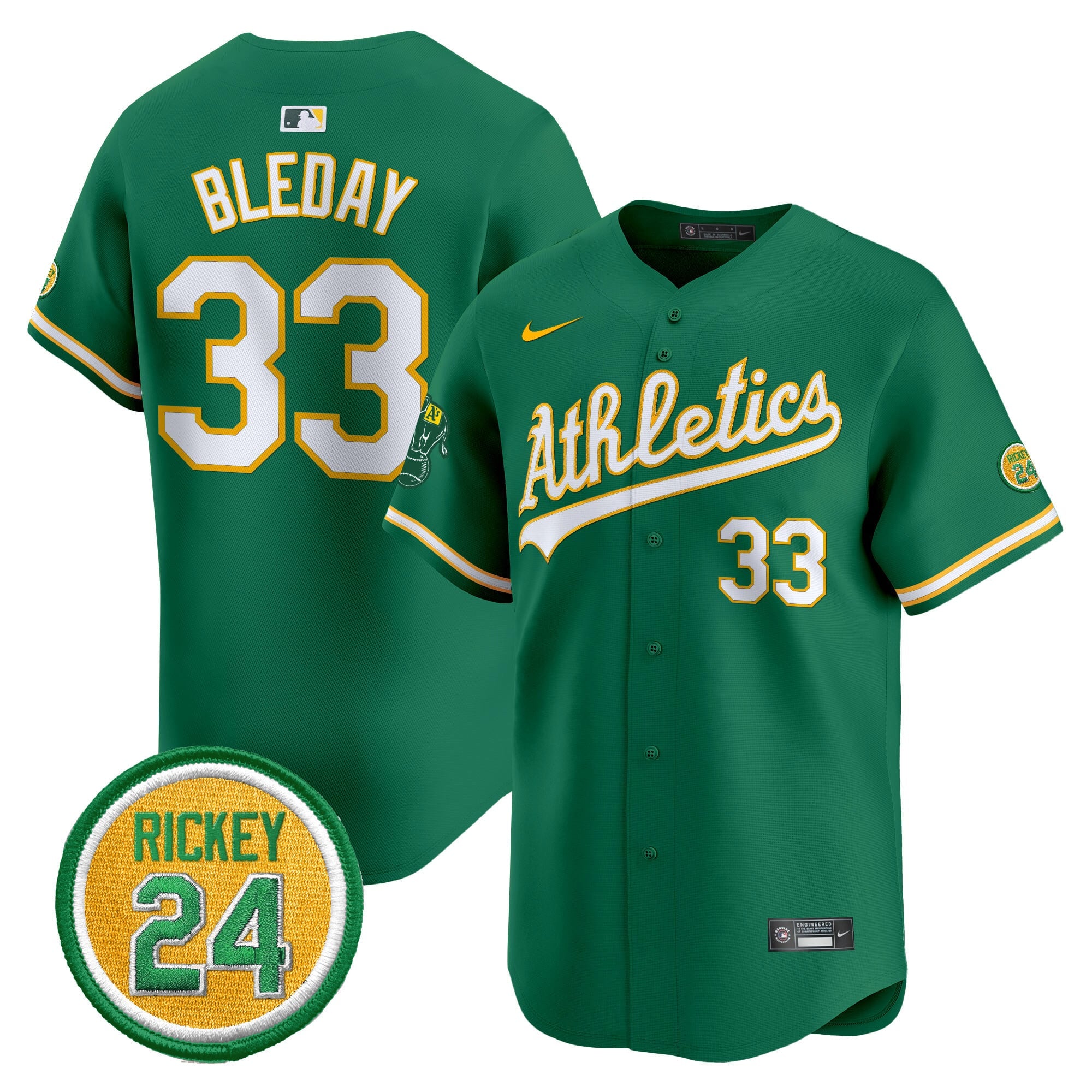 Men's Oakland Athletics Rickey Henderson Patch Vapor Premier Limited Jersey - All Stitched