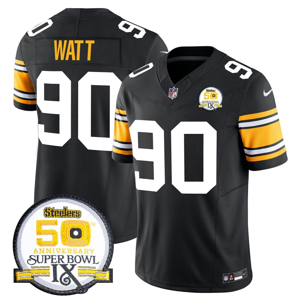 Steelers 50th Anniversary Of Super Bowl IX Patch Vapor Limited Jersey - All Stitched
